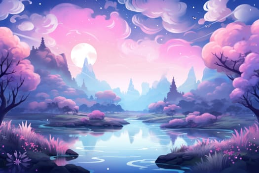 An enchanting portrayal of tranquil moonlit meadows, where dreams materialize and aspirations come to life.