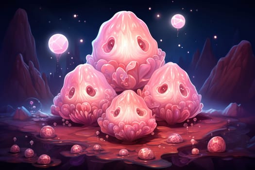 An enchanting depiction of radiant pearl oysters, tenderly nurturing exquisite pearls imbued with enigmatic properties.