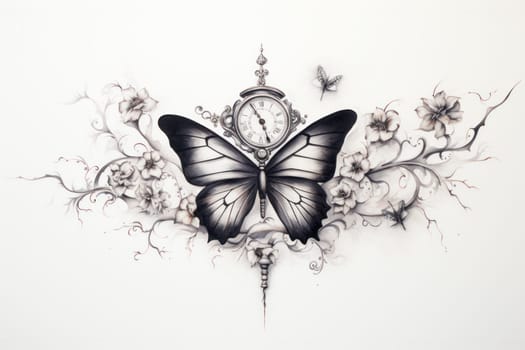 An enchanting portrayal of ethereal clockwork butterflies, fluttering gracefully with intricate precision, each adorned with intricate gears and delicate wings that shimmer with fantastical hues.