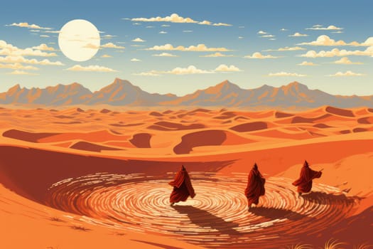 In the enchanting world of fantasy, there exist mystical beings known as whirling sand dervishes.