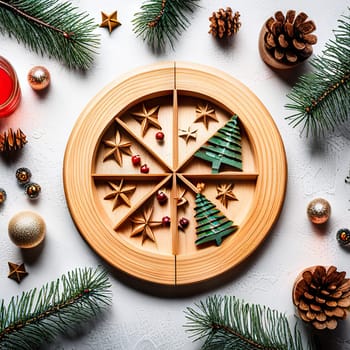 christmas decoration on wooden background.