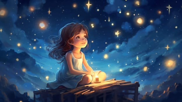 man star night nature galaxy child summer starry light nebula magic person looking sky astrology space milky universe astronomy silhouette. Generative AI.