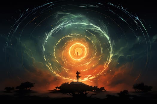 In the realm of fantasy, whirling vortex elementals manifest, harnessing their elemental prowess to conjure powerful storms.