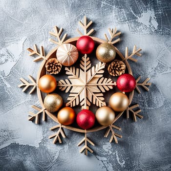 Christmas Ornaments Tree On Wood