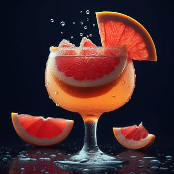 Beautiful picture with water drops, fruits. High quality photo