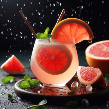 Beautiful picture with water drops, fruits. High quality photo
