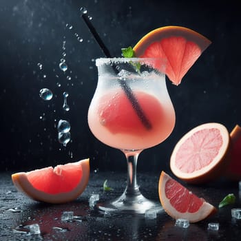 Beautiful picture with water drops, fruits. High quality photo