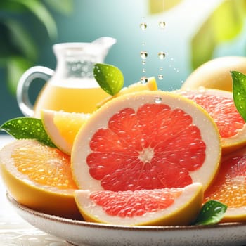 Beautiful picture with water drops, fruits. High quality photo