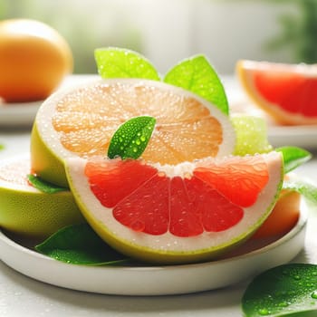 Beautiful picture with water drops, fruits. High quality photo