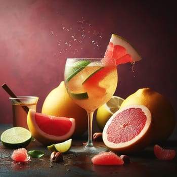 Beautiful picture with water drops, fruits. High quality photo