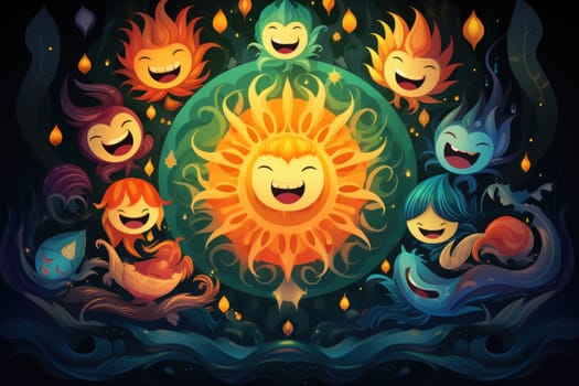 A whimsical portrayal of mischievous laughter sprites, their infectious joy and mirth radiating as they frolic through enchanted meadows.