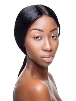 Perfect black beauty closeup on white