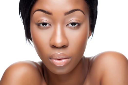 Perfect black beauty closeup on white