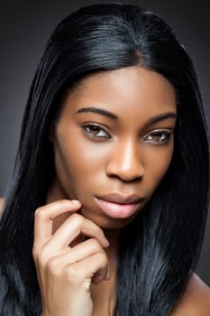 Young black beauty with perfect skin