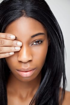 Young black beauty with perfect skin