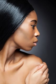 Young black beauty with perfect skin