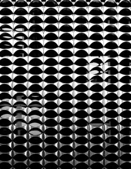 The photograph of a metal cladding on an exterior wall of a building.