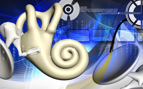 Digital illustration of ear in colour background