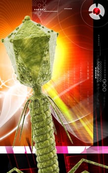 Digital illustration of Bacteria phage in colour background