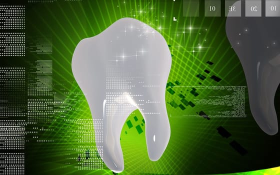 Digital illustration of teeth in colour background