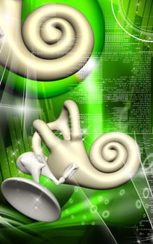 Digital illustration of ear in colour background