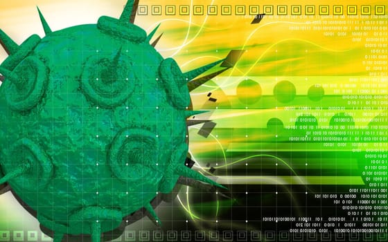 Digital illustration of HIV Virus in colour background