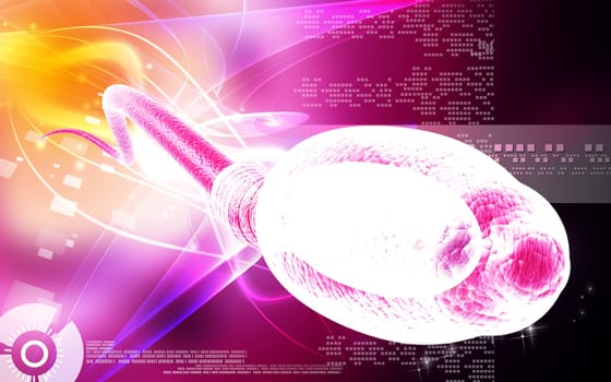 Digital illustration of sperm in colour background
