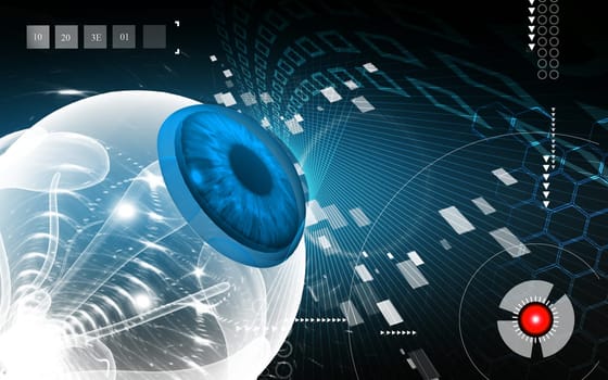 Digital illustration of eye in colour background