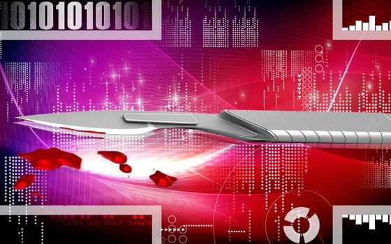 Digital illustration of Surgical knife in colour background