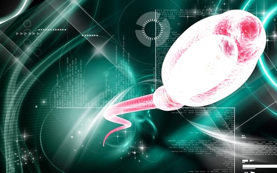 Digital illustration of sperm in colour background