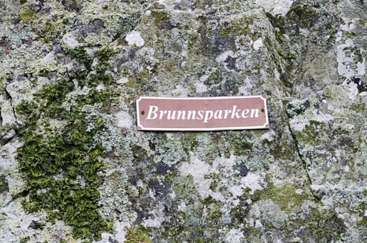 Sign on Kladesholmen at the old water source