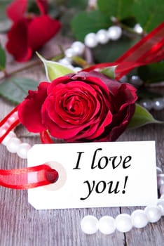 Tag with I love you and Roses in the Background