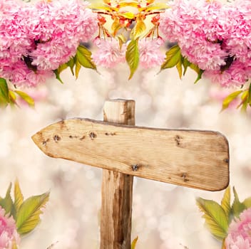 Wooden panel cherry blossom