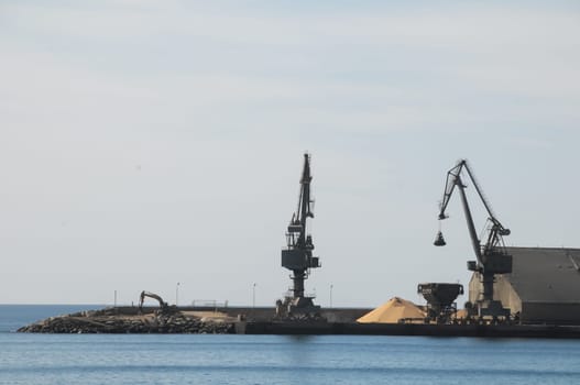 Industrial Quarry Sand Dig on the Ocean