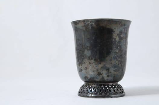 An Ancient Glass made of Siver Isolated on a White Background