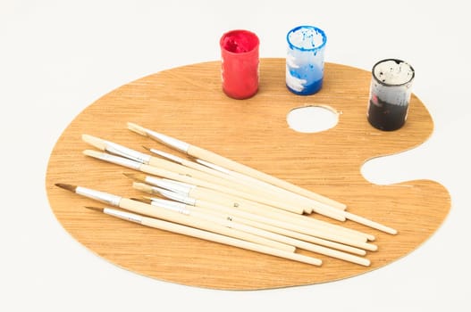 New Painting Wooden Palette on a White Background