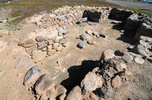 Archeology Site with Round Stones in Canary Islands