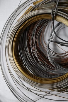 Lot of Different Metal Wire Isolated on a White Background