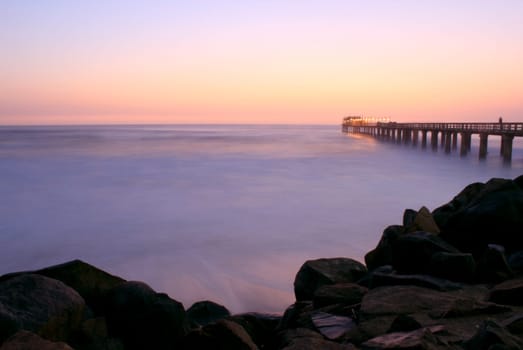 Famous jetty in Swakopmund, a germam style colonial city on the Atlantic coast of northwestern Namibia