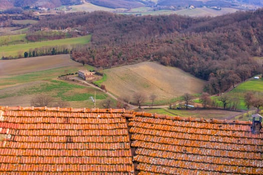 View of a roof of an italian house
