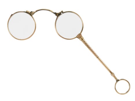 Foldable old glasses isolated on white background.