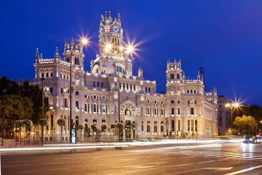 Central Post Office - Palacio de Comunicaciones at Cybele's Square, Madrid, Spain.