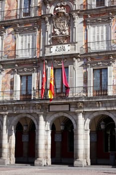 Famous Casa de la Panaderia on Plaza Mayor in Madrid, Spain