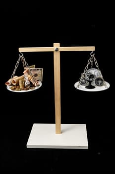 Money and Compass on a Two Pan Balance