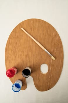 New Painting Wooden Palette on a White Background