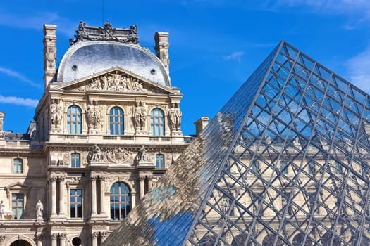 Beautiful view of Louvre museum, Paris, France.