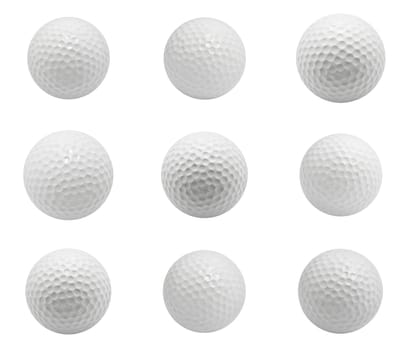 Collection of Golf balls isolated on white background