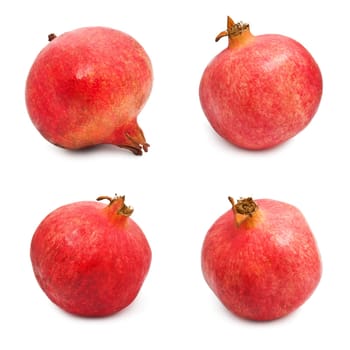 Collection of red pomegranates isolated on white background