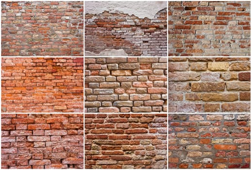 Old red brick wall texture background