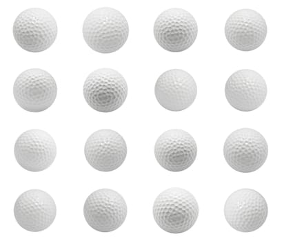 Collection of Golf balls isolated on white background